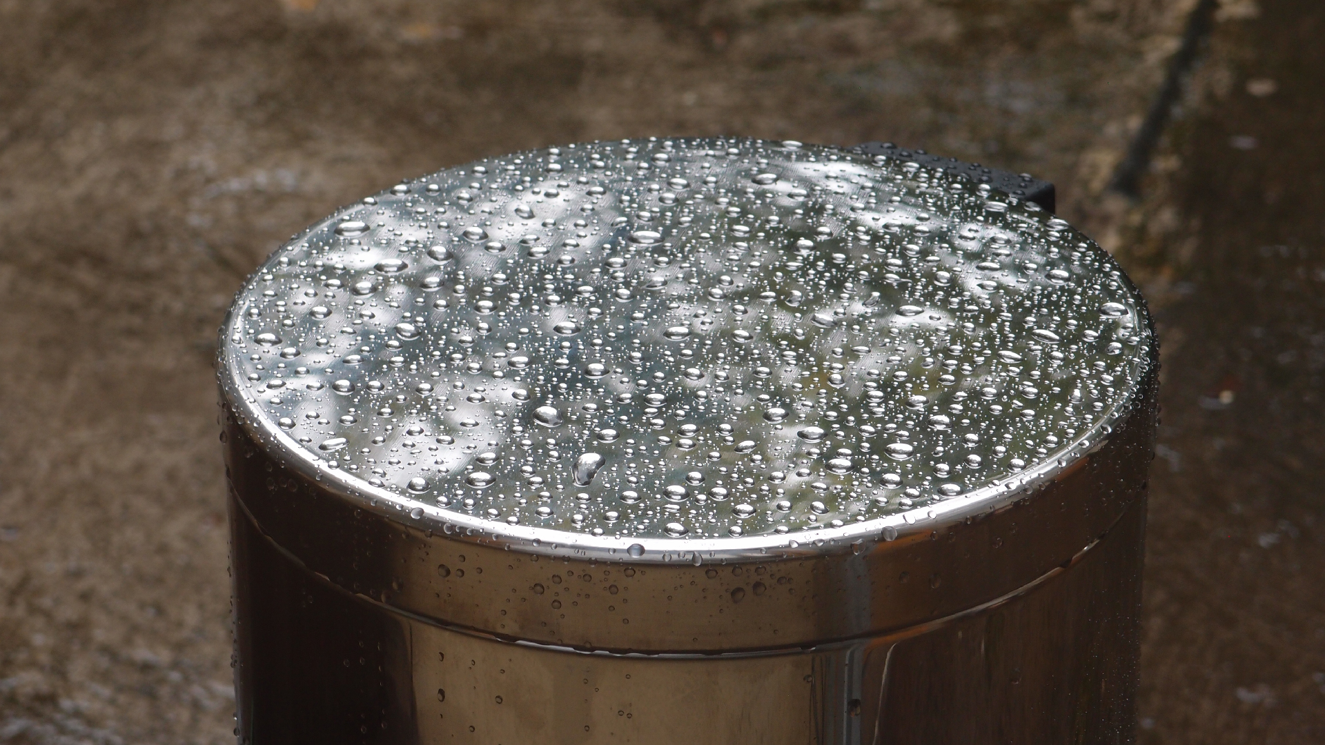 2021-08-30 Das Kleine Regen Rhythmus Orchester spielt 'autonome Beats' (Blech-M�lleimer mit Plastikbeh�lter)