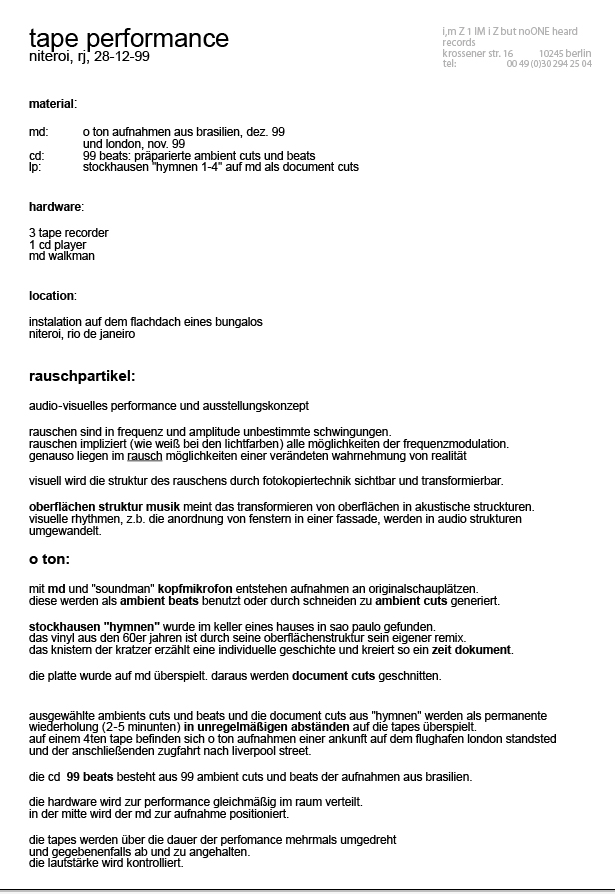 1999-12-28 Tape Performance Niteroi, RJ